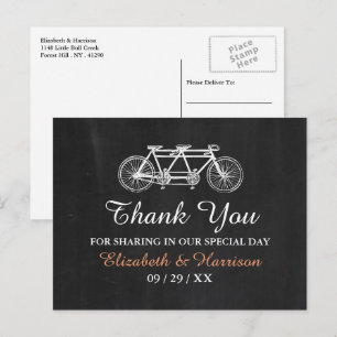 Carte Postale Vélo Tandem Sur Merci Mariage Chalkboard