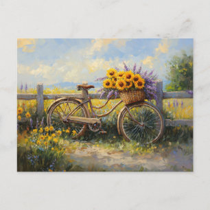 Carte Postale Vélo vintage à fleurs