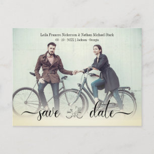 Carte Postale Vélo Vintage romantique Mariage personnalisé Coupl