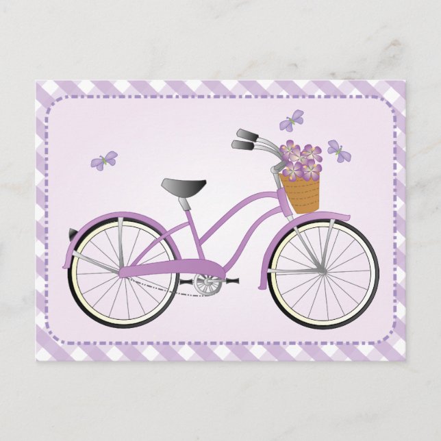 Carte Postale Vélo violet avec points (Devant)