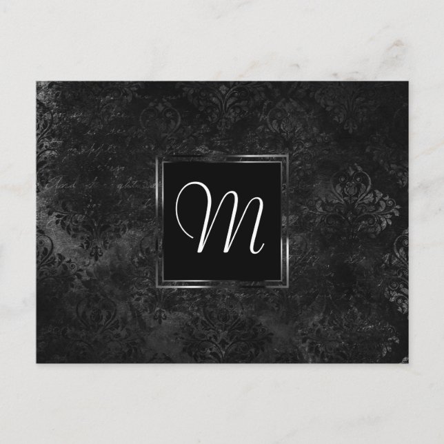 Carte Postale Velvety Onyx Damask | Black Vampy Grunge personnal (Devant)