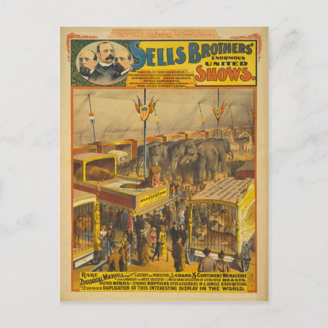 Carte Postale Vend Brothers Zoological Marvels Circus Poster (Devant)