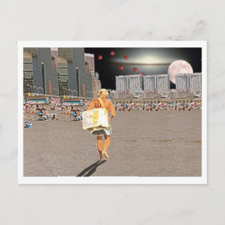 Carte Postale Vendeur de crème glacée sur la plage