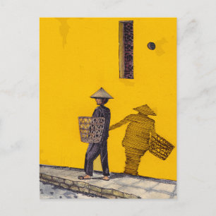 Carte Postale Vendeur De Marché À Hoi An Viêt Nam Illustration
