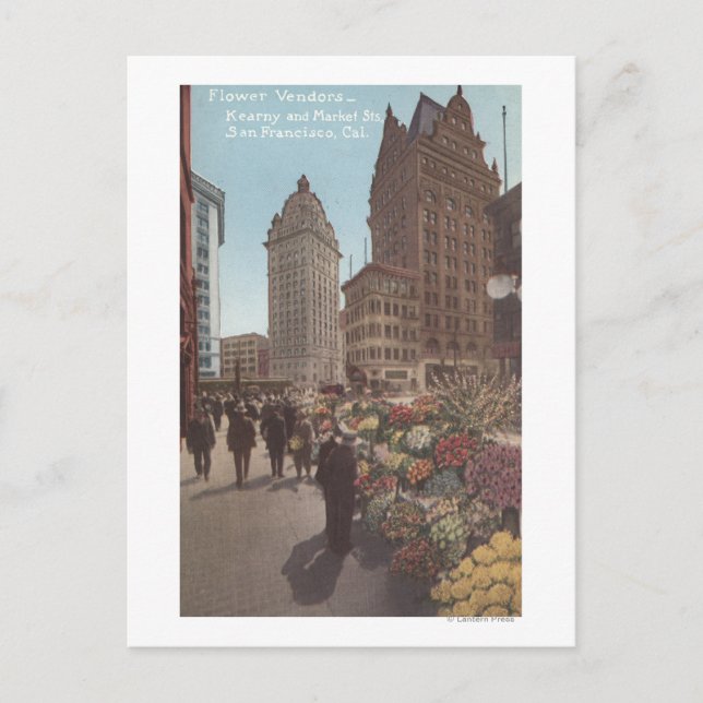 Carte Postale Vendeurs de fleurs, rues Kearny & marchés (Devant)