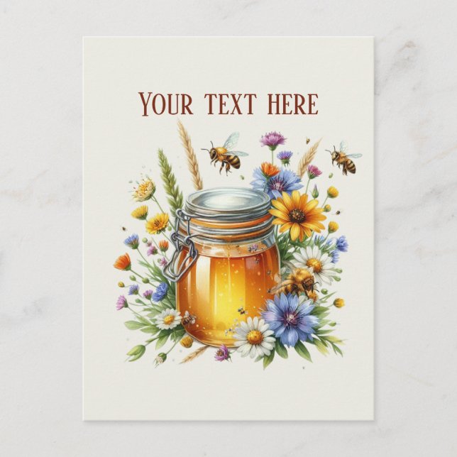 Carte Postale Vendeurs de miel mignons ajoutent un message de no (Devant)