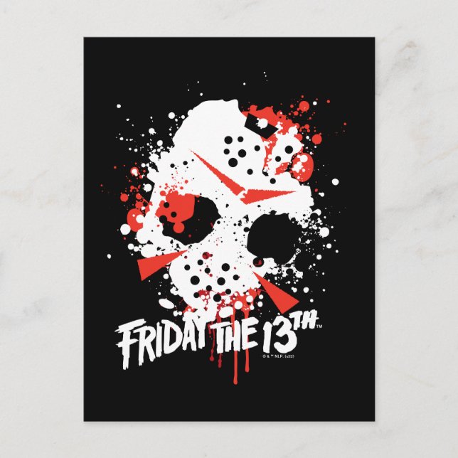 Carte Postale Vendredi 13 | Masque de Hockey Splatter de peintur (Devant)
