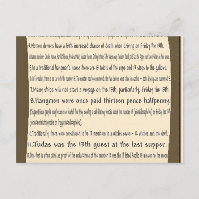 Carte Postale Vendredi le 13ème (Devant)