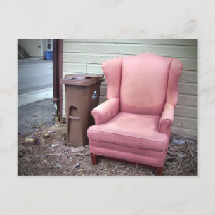 Carte Postale Venez dans mon salon Fauteuil rose humide en cuir
