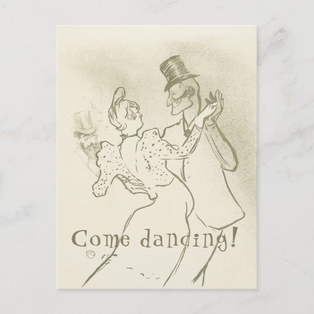 Carte Postale Venez danser | Lautrec - couple de danse (Devant)