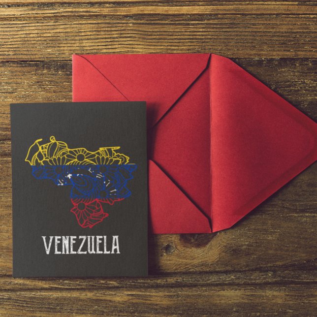 Carte Postale Venezuela Mandala Map (venezuela mandala map flag postcard)