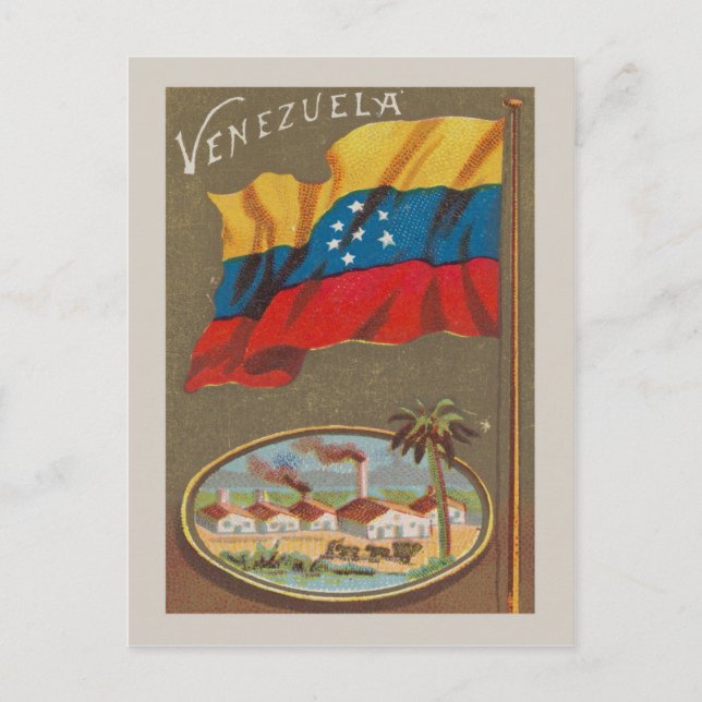 Carte Postale Venezuela vintage avec drapeau (Devant)