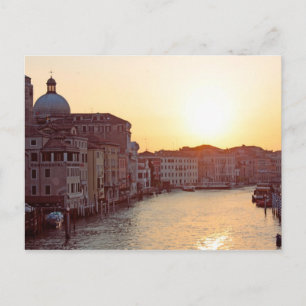 Carte Postale Venise, Coucher de soleil sur le canal grande