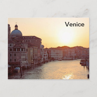 Carte Postale Venise, Coucher de soleil sur le canal grande