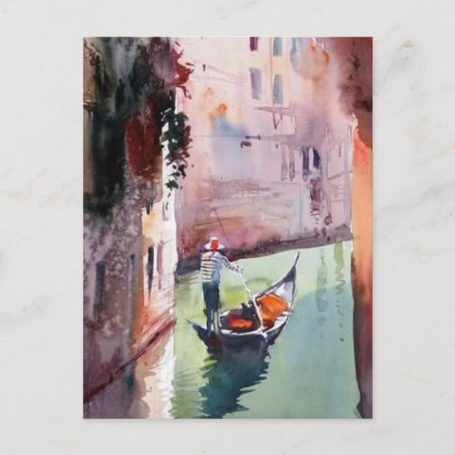 Carte Postale Venise, gondolier, gondole, Vasque de style véniti (Devant)