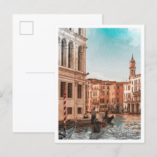 Carte Postale Venise Italie Belle Esquisse de Couleur Ville