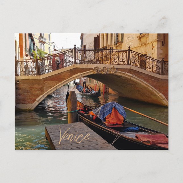 Carte Postale Venise Italie Canal Voyage en bateau (Devant)
