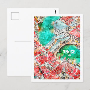 Carte Postale Venise Italie célèbre Travel Place aquarelle