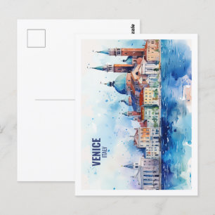 Carte Postale Venise Italie célèbre Travel Place aquarelle