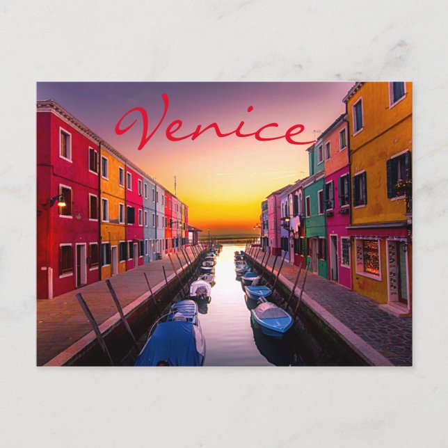 Carte Postale Venise Italie Coucher du soleil Canal Architecture (Devant)