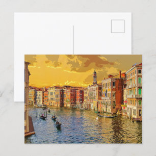 Carte Postale Venise Italie Gondola Waterway Building #15