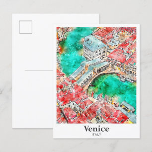 Carte Postale Venise Italie Voyage Aquarelle Croquis main dessin