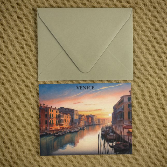 Carte Postale Venise romantique Italie coucher de soleil (Venice Italy romantic sunset postcard)
