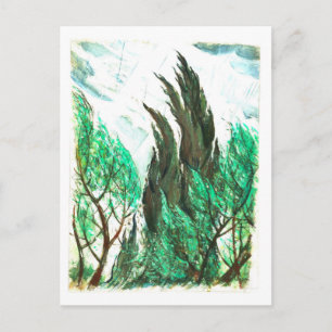Carte Postale Vent dans la peinture des arbres