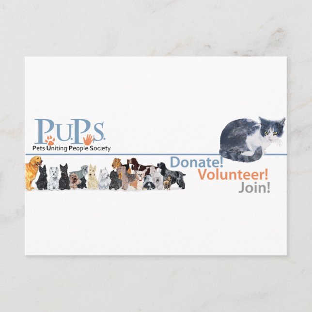 Carte Postale Vente de logo PUP avec Tuxedo Cat (Devant)
