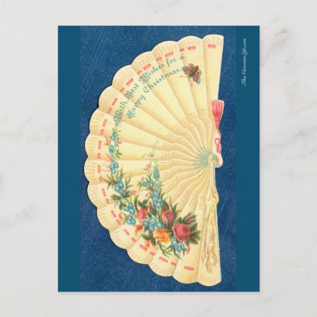 Carte Postale Ventilateur de Noël à fleurs victoriennes (Devant)
