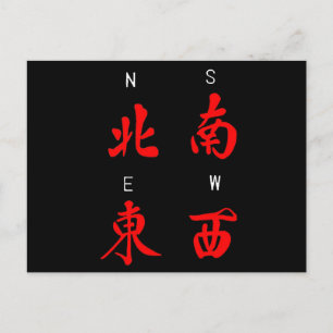 Carte Postale Vents de Mahjong, Suit d'honneur, Nord, Sud, Est, 