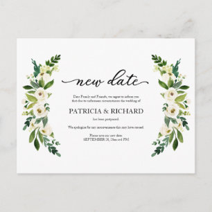Carte Postale Verdure Floral Nouvelle Date Mariage Remise