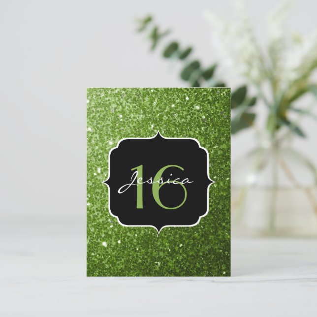 Carte Postale Verdure Pailleté vert scintillant Sweet 16 (Debout devant)