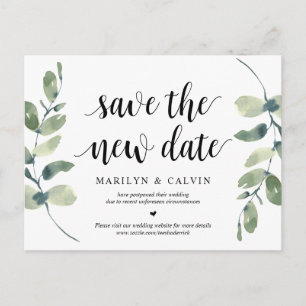 Carte Postale Verdure, Sauvez la nouvelle date, Mariage reporté