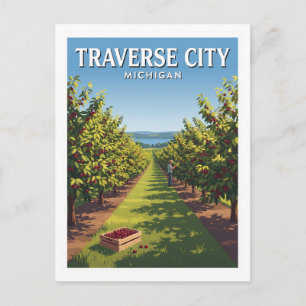Carte Postale Verger de cerisiers de Traverse City dans le Michi