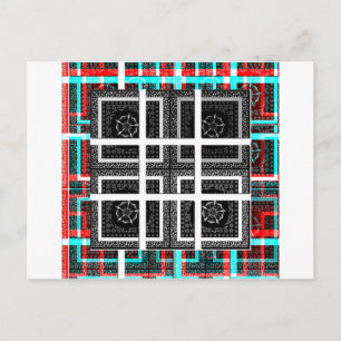 Carte Postale Vérification de Chic Carreauté Noir, Blanc & Rouge