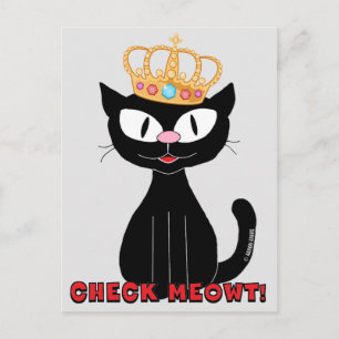 Carte Postale VÉRIFIEZ MOUAH Chat de Dessin Animé Noir Mignon et