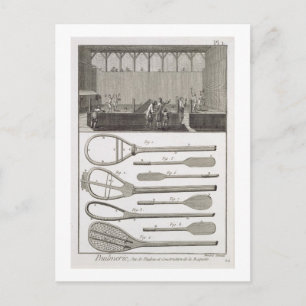 Carte Postale Véritable tennis et la construction de raquettes, 