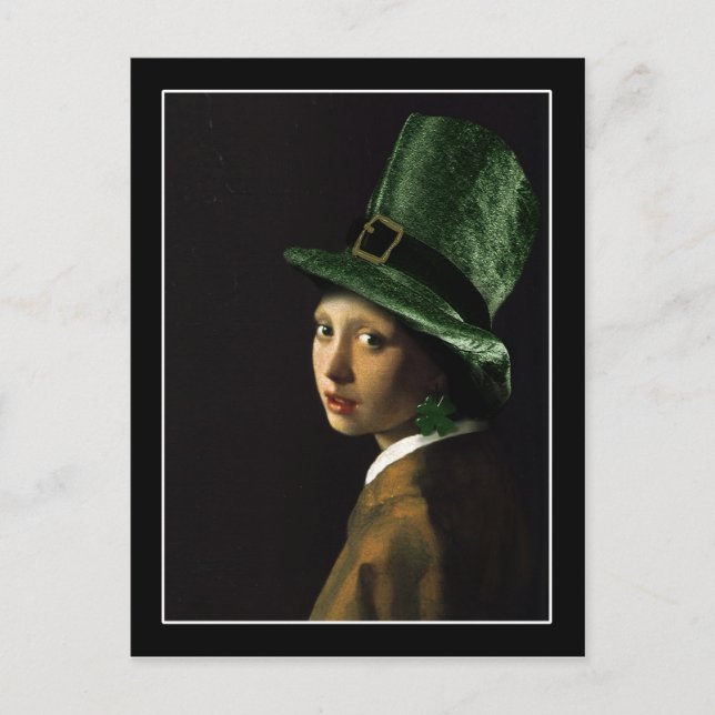 Carte Postale Vermeer Pearl Écouter Clover St Patrick's Day (Devant)