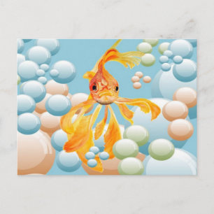 Carte Postale Vermillion Oiseaux Dans L'Eau Bubble Pastel