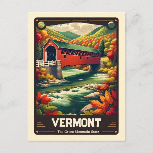 Carte Postale Vermont | Esprit patriotique Vintage (Devant)