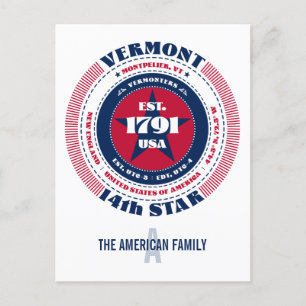 Carte Postale Vermont, Montpelier, VT, Patriotique, Monogramme