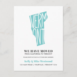 Carte Postale VERMONT Nous avons déplacé Nouvelle adresse Nouvea