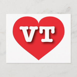 Carte Postale Vermont Red Heart - J'aime VT