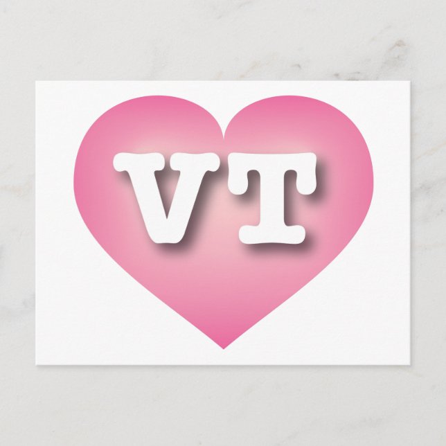 Carte Postale Vermont Rose Fade Heart - J'aime VT (Devant)