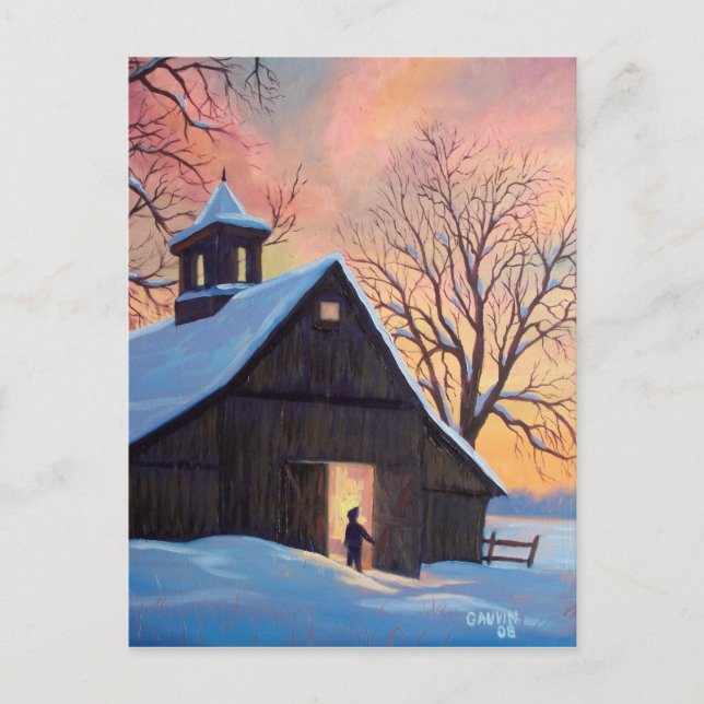 Carte postale Vermont Snowy Barn (Devant)