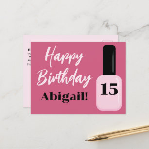 Carte Postale Vernis à ongles rose tendance Joyeux Anniversaire 