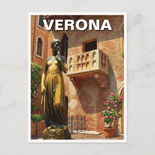 Carte Postale Verona Juliet Statue Balcon Italie Voyage (Devant)