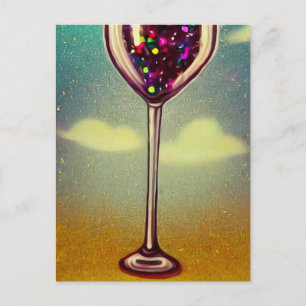 Carte Postale Verre à vin à tige longue vintage surréaliste