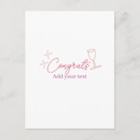 verre à vin félicitations étoiles rose pastel gras